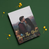 風光明媚な山の日付カードを保存 箔招待状