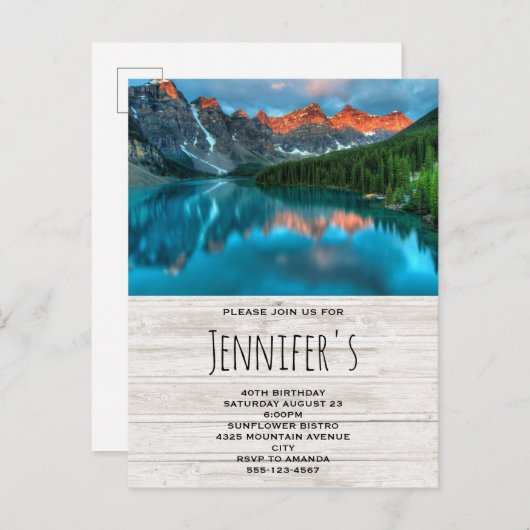 風光明媚な山の風景の写真誕生日 インビテーションポストカード (正面/裏面)