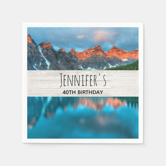 風光明媚な山の風景の写真誕生日 スタンダードカクテルナプキン (正面)