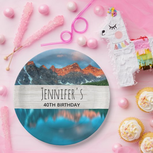 風光明媚な山の風景の写真誕生日 ペーパープレート (パーティー)
