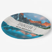 風光明媚な山の風景の写真誕生日 ペーパープレート (アングル)