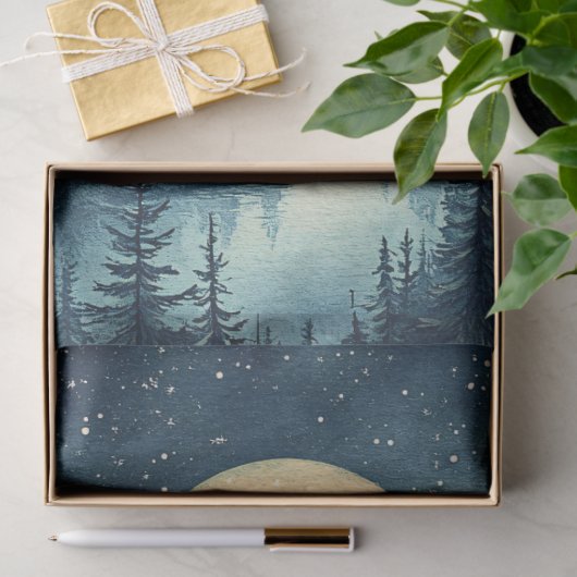 風光明媚な山の風景を越えた満月のデコページ 薄葉紙 (ギフト)