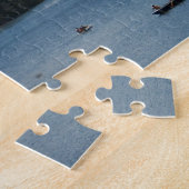 風光明媚な山フードと湖の風景 ジグソーパズル (側面)