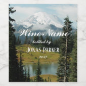 風光明媚な山レイニアランドスケープパーソナライズされた ワインラベル (シングルラベル)