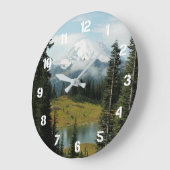 風光明媚な山レイニアランドスケープ ラージ壁時計 (傾斜)