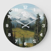 風光明媚な山レイニアランドスケープ ラージ壁時計 (正面)