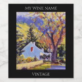 風光明媚な山小屋 ワインラベル (シングルラベル)