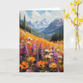 風光明媚な山花と山のファインアート カード (黄色い花)