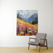 風光明媚な山花と山のファインアート タペストリー (インサイチュ)