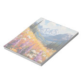 風光明媚な山花と山のファインアート ノートパッド (回転)
