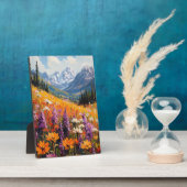 風光明媚な山花と山のファインアート フォトプラーク (側面)