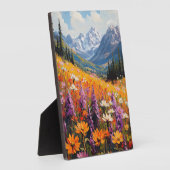 風光明媚な山花と山のファインアート フォトプラーク (側面)