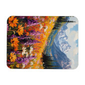 風光明媚な山花と山のファインアート マグネット (横)