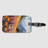 風光明媚な山花と山のファインアート ラゲッジタグ (正面横)