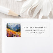 風光明媚な山花と山のファインアート ラベル (インサイチュ)