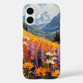 風光明媚な山花と山のファインアート Case-Mate iPhoneケース (裏面)