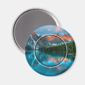 風光明媚な山&湖の写真ありがとう マグネット (正面/裏面)