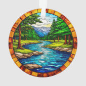 風光明媚な川と森林の風景 オーナメント (裏面)