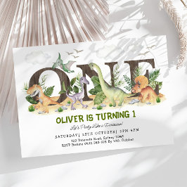 風光明媚な恐竜ワイルドワンの誕生日パーティー 招待状