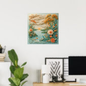 風光明媚な日の出の上の穏やかな海 ポスター (ホームオフィス)