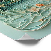 風光明媚な日の出の上の穏やかな海 ポスター (角)