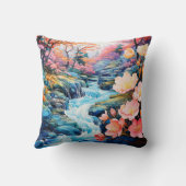 風光明媚な春リバーウォーターカラーランドスケープ クッション (裏面)