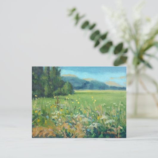 風光明媚な春絵画ワイルドフラワー 案内ポストカード (スタンド正面)