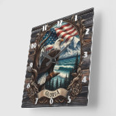 風光明媚な景色に対するハゲのワシ スクエア壁時計 (傾斜)