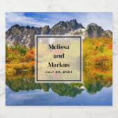 風光明媚な景観の森と山結婚の数 スパークリングワインラベル (シングルラベル)