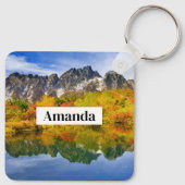 風光明媚な景観の森と山 キーホルダー (裏面)