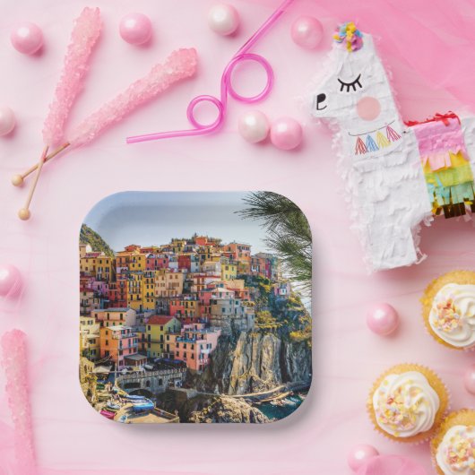 風光明媚な村、チンケ・テレ、リグーリア、イタリアのパペ ペーパープレート (パーティー)