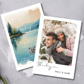 風光明媚な水の色パインツリーレイク結婚ス サンキューカード