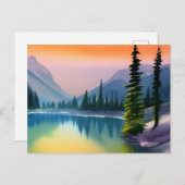 風光明媚な水の色マウンテンレイク反射 ポストカード (正面/裏面)