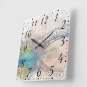 風光明媚な水彩橋日本の橋 スクエア壁時計 (傾斜)
