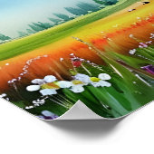 風光明媚な水彩草原 ポスター (角)