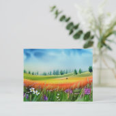 風光明媚な水彩草原 ポストカード (スタンド正面)