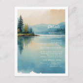 風光明媚な水色の松の木と湖畔の詳細 エンクロージャーカード (正面)