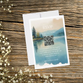 風光明媚な水色パインツリーレイクサイドRSVP 出欠カード