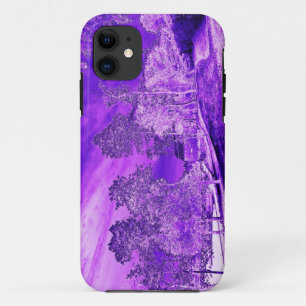 風光明媚な池の家に紫のiPhone 5ケース iPhone 11 ケース