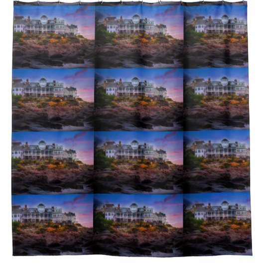 風光明媚な沿岸サンライズケープネディックメイン シャワーカーテン (正面)