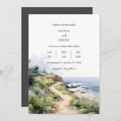 風光明媚な沿岸トレイル海ビュービーチ結婚式 招待状 (正面/裏面)