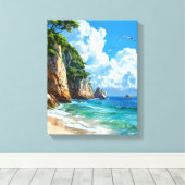 風光明媚な海岸風景 キャンバスプリント (インサイチュ (ウッドフロア))