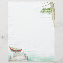 風光明媚な湖とカヌーの水色 レターヘッド