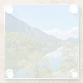 風光明媚な湖と青い空 ガラスコースター (裏面)