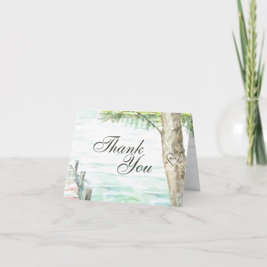 風光明媚な湖の水の色ありがとう サンキューカード (正面)