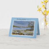 風光明媚な湖の風景 カード (黄色い花)