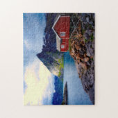 風光明媚な湖コテージフィヨルドノルウェートラベルアドベンチャー ジグソーパズル (縦)