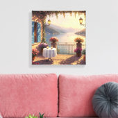 風光明媚な湖コモテラスプリントインa油絵 キャンバスプリント (インサイチュ (リビング))