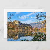 風光明媚な湖ブリード城の秋、スロベニア ポストカード (正面/裏面)