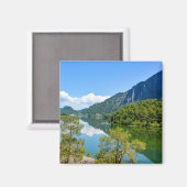 風光明媚な湖山反射の写真 マグネット (正面/裏面)